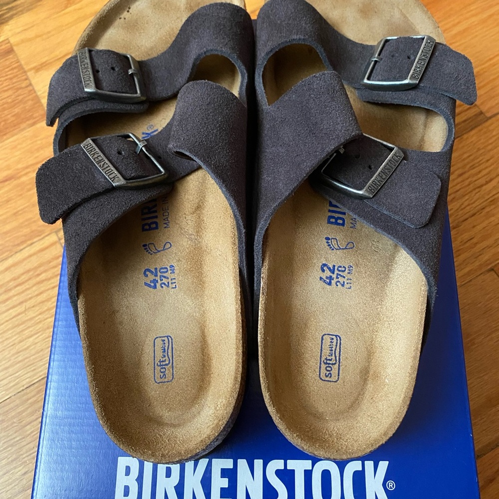 EUC Birkenstock Dark Grey Suede Sandals Size 42